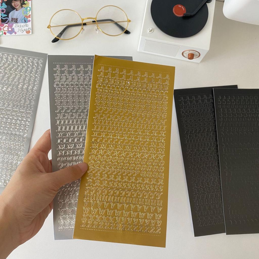 1pcs Bronzing Gold Alphabet Letter Number Stickers For Diy Idol Photo Card Album Scrapbooking Diary Sticker Korean Stationery