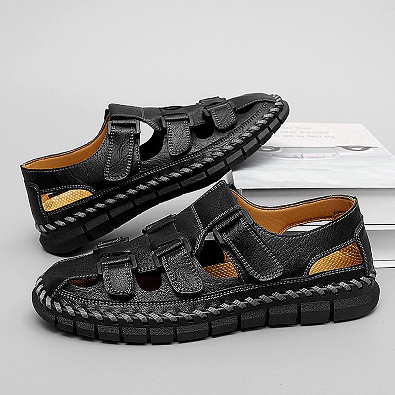 New Summer Men's Sandals High Quality Outdoor Beach Shoes 2024 Cowhide Non-slip Slippers for Men Sandals Designer Brand Mocassin