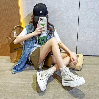 Летняя дышащая женская обувь на платформе Харадзюку массивный каблук женская весенняя обувь толстая подошва молния уличный стиль обувь для женщин