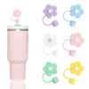 Splash Proof Silicone Straw Tips Cover Flowers Drinking Straw Tips Lids for Stanleys Bar