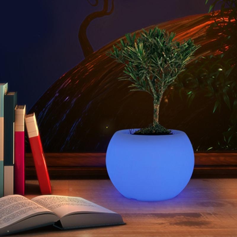 Color Changing LED Planter Pot For Succulents Indoor Gardening And Home Decoration With Illuminated Base
