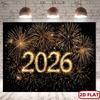 Двумерный Черно-Золотой Фон для Фотосъемки Празднования Нового 2026 Года