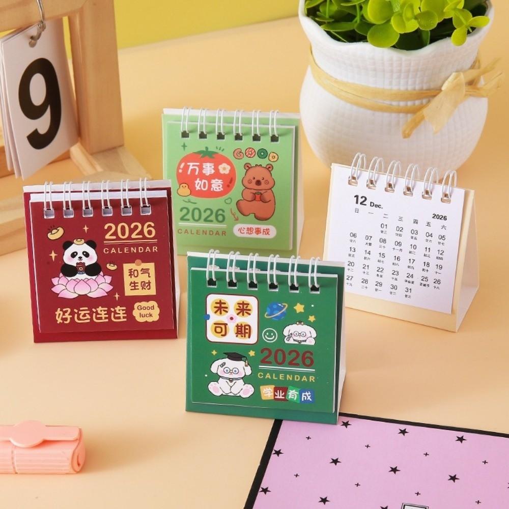 Coil Binding 2026 Desk Calendar Mini Standing Calendar Cute Daily Planner  Desktop Decoration