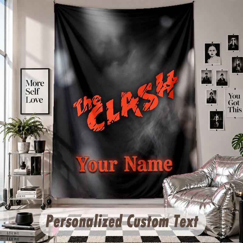 Wall Hanging Tapestry With Custom Name & Text, The Clash Decorative Tapestry For Bedroom