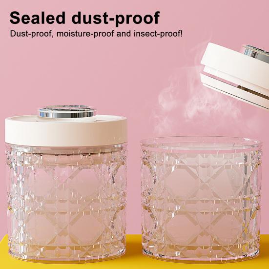 Vintage Airtight Storage Jar Clear Plastic Food Container with Pop Lid Stackable One Button Opening Kitchen Storage Organizer for Cereal