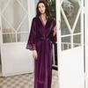 Long Velvet Robes with Lace Robe Women Bride Bridesmaid Kimono Bathrobe Party Soft Lady Wedding Homewear Warm Velvet Robe Gown