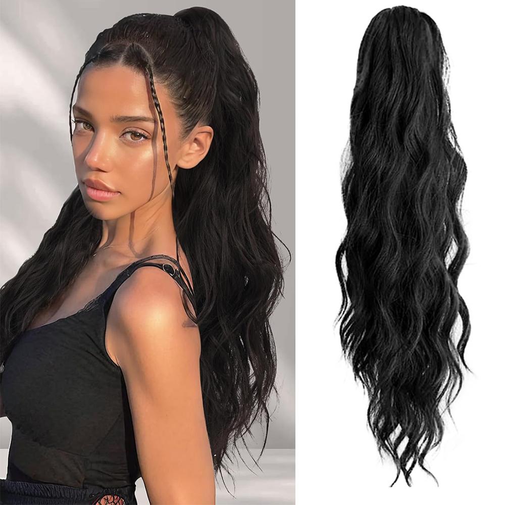 Synthetic Long Wavy Claw In Ponytail Extension Natural Ponytail Mutiple Color To Choose For Women Daily Wear