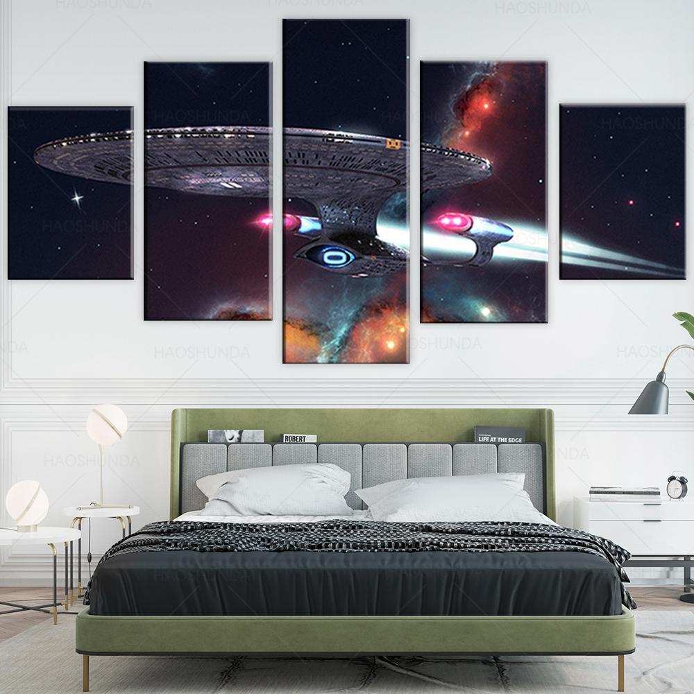 5 шт., Вселенная, космический корабль, фэнтези, художественная живопись, постер фильма «Звездный путь», HD холст, настенные художественные картины для декора стен гостиной