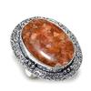 Ювелирное кольцо из стерлингового серебра 925 пробы с солнечным камнем, размер 9,5