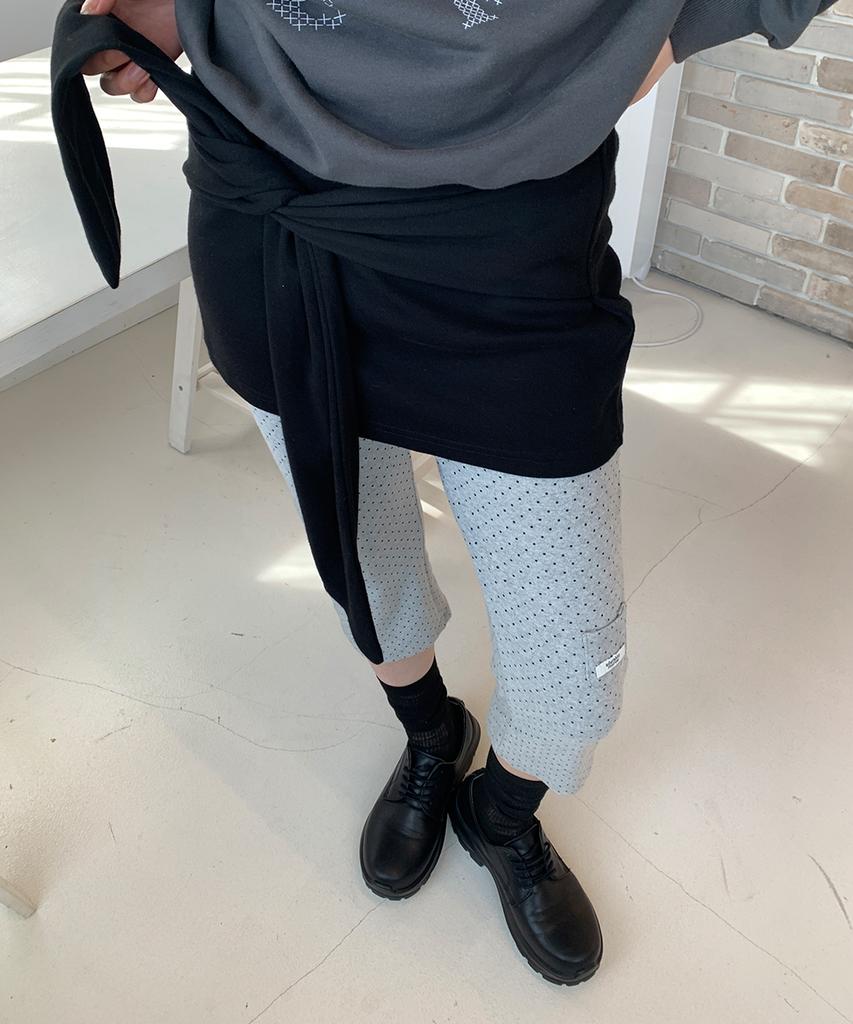 RONRON Dot Wrap Capri Pants Gray