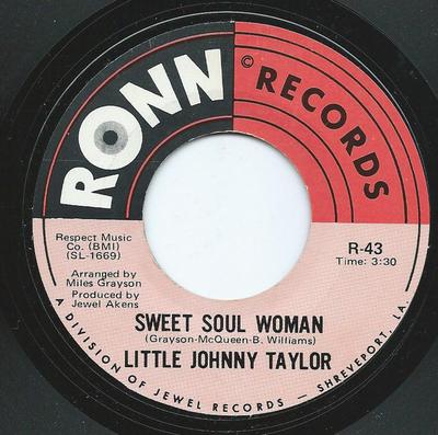 7-дюймовая пластинка LITTLE JOHNNY TAYLOR - Sweet Soul Woman / Make Love To Me R43 Ronn Records 1970 US Соул/Фанк Б/У