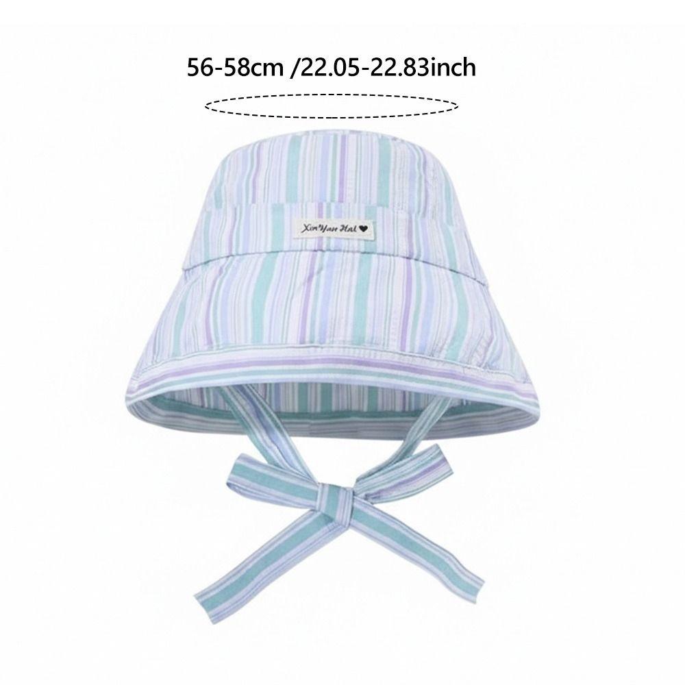 Colorful Striped Fisherman Hat Lace-up Summer Cap Korean Fashion Sun Hat Women
