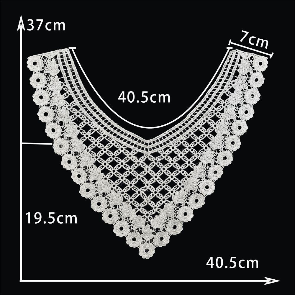 Black & White Polyester Embroidered Lace Collar for DIY Cheongsam Dress Crafting