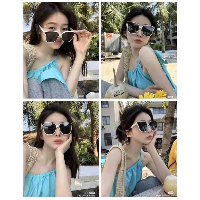 Korean-style fashionable high-definition polarized square-frame sunglasses for women, with a high-end feel, slimming effect for large faces, and UV