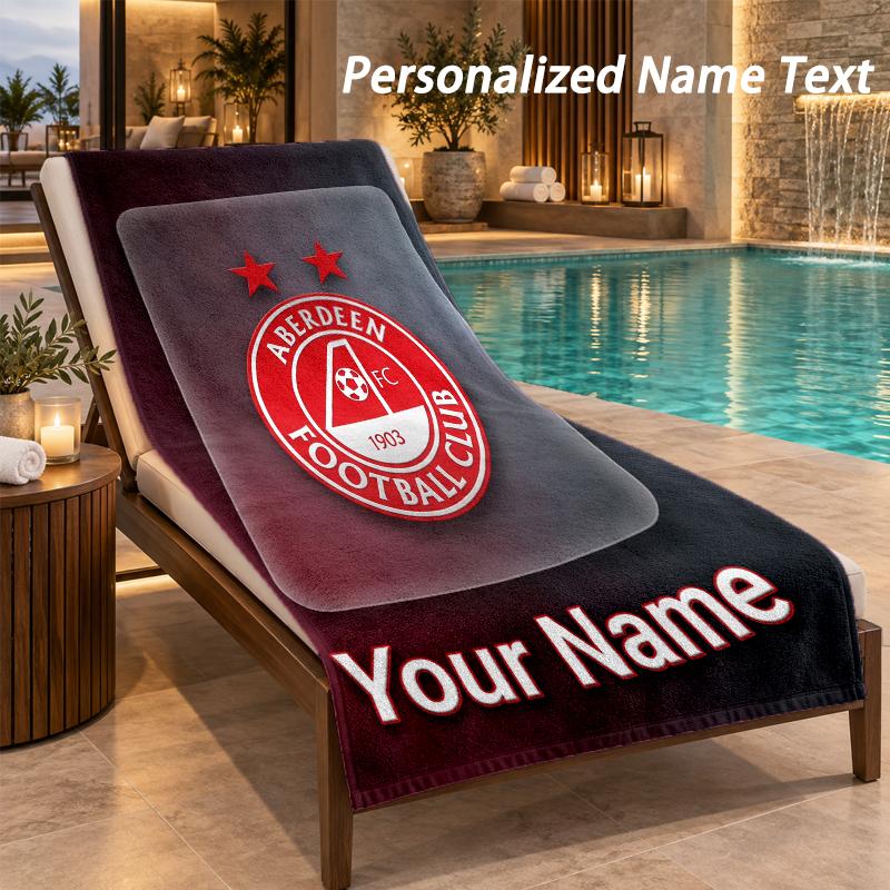 Custom Text Aberdeen FC Print Beach Towel Large Towel For Home Bathroom Beach