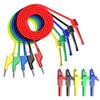 Cleqee Multimeter Test Lead Stackable Banana Plug To Mini Grabber Test Hook with Crocodile Wire Cable IC Test Hook Protective Soft Silicone Flexible