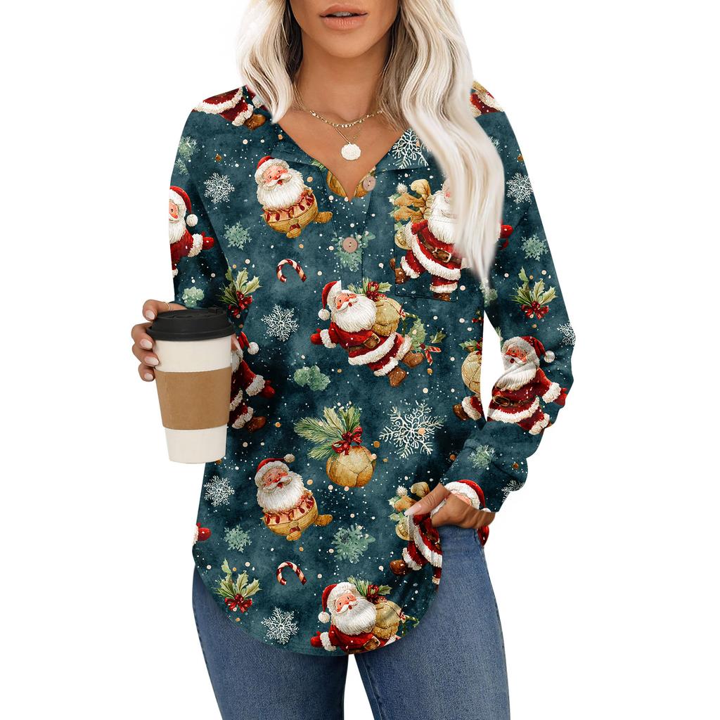 Women's Fashion Long Sleeve Christmas Loose Long Sleeve Casual Top