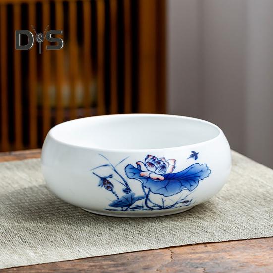 Керамический горшок для лотоса, крупнокалиберная непористая круглая ваза, цветная глазурь для нарциссов, цветочный горшок для водных растений, чаша для лотоса, гидропоника