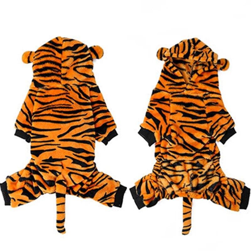 Мягкая теплая флисовая одежда для собак для маленьких и средних собак, комбинезоны, костюмы тигра, пальто, одежда с капюшоном для чихуахуа, французского бульдога, мопса