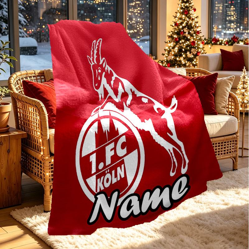 Custom Name Personalized FC Koln Print Blanket, Home Decor, Bedroom, Sofa, Camping, Couch, Gifts for Birthday Christmas