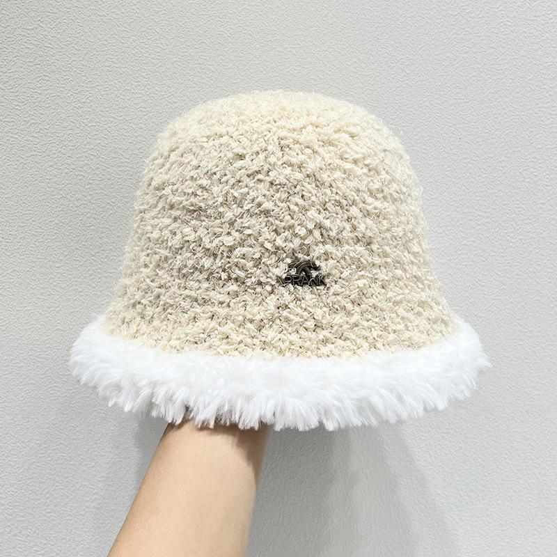 Women's Knitted Fisherman Hat Winter Versatile Color Blocked Bucket Hat Japanese Style Warm Hat