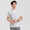 [National Style New Chinese Style] Langdeng Summer Ice Silk Imitation Hemp Refreshing Breathable Stand up Collar T-shirt