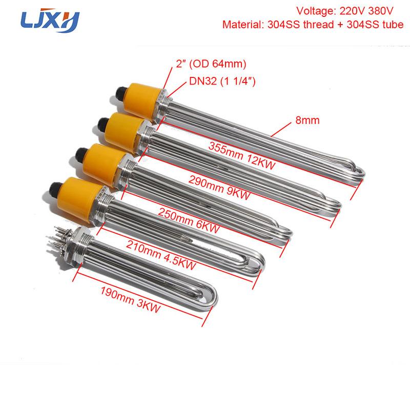 LJXH DN32 1 1/4" BSP Резьба 3U Трубчатый Электрический Погружной Нагревательный Элемент с Зондом и Заземляющим Винтом 3/4.5/6/9/12 кВт