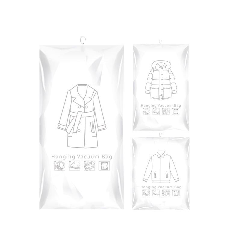 Подвесной вакуумный компрессионный мешок для хранения одежды с боковой молнией