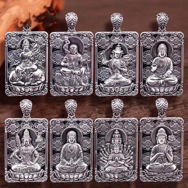 Thousand-handed Avalokitesvara Tathagata Pendant Male Blessing Amulet Trendy 925 Silver Chain Necklace For Men Guardian Buddha