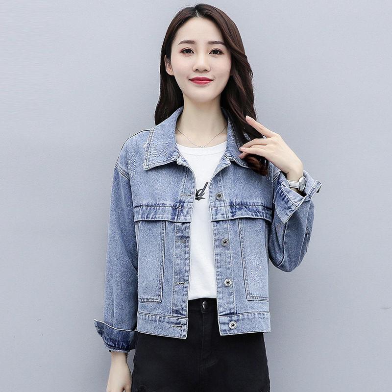 Casual Loose Embroidery Short Denim Jacket for Women Autumn Korean Style Slim Coat
