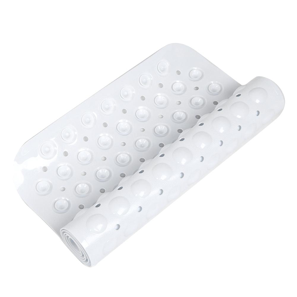PVC Household Hotel Bathtub Shower Mat Slip Resistant Bathroom Floor Mat with Suction CupWhite 40.5x101cm