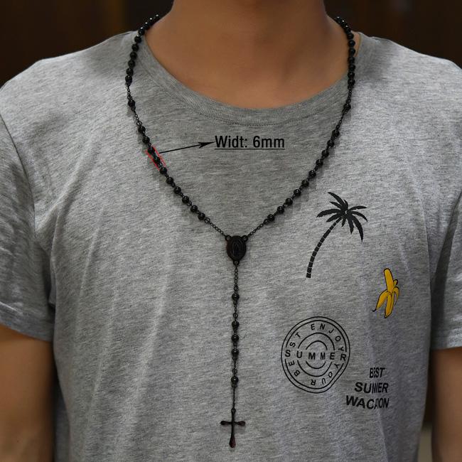 Нержавеющая сталь Розарий Ожерелье для Мужчин Женщин Религиозный Шарик Бусины Цепочка Христианский Монета Крест Подвеска Иисус Ювелирные Изделия Аксессуары