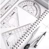 8Pcs/Set Measuring Ruler Pencil Compass Kit Multi-Function Drawing Stationery  Students