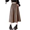 Women's PU Leather A-Line Midi Skirt: Autumn/Winter High Waist, Large Swing, Hip-Covering, Casual Temperament.