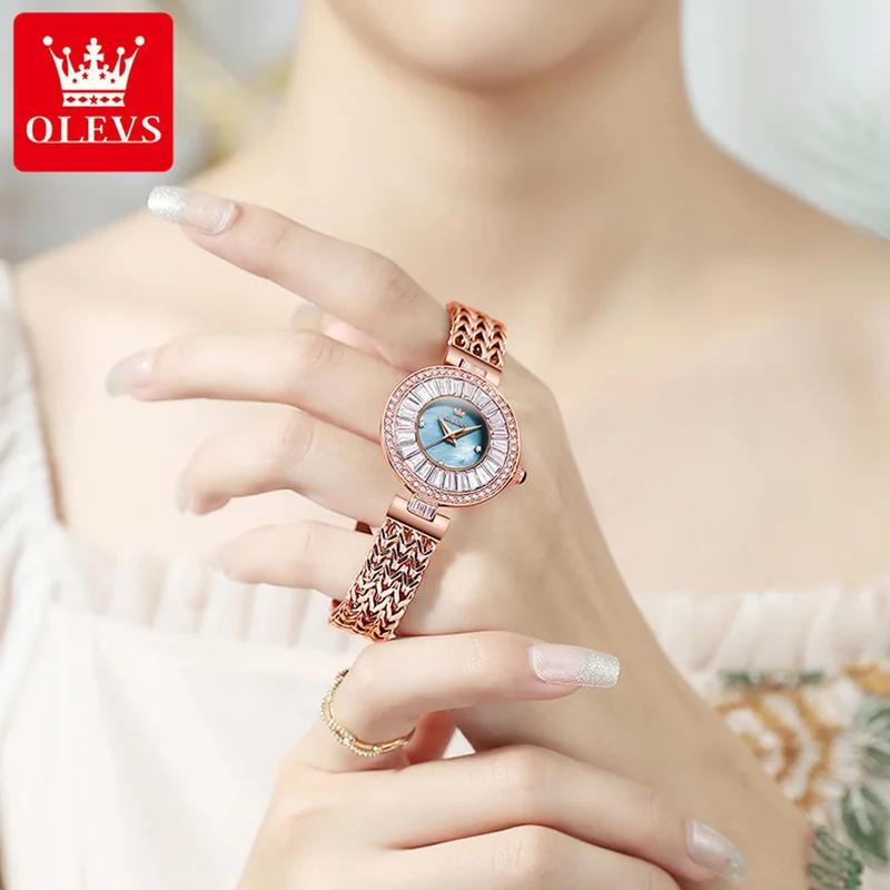 OLEVS Оригинальные элегантные кварцевые женские часы Лучший бренд водонепроницаемые часы для женщин из нержавеющей стали роскошные часы с бриллиантами