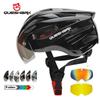 Queshark Goggles Cycling Helmet MTB Road Bike Helmet Bicycle Safety Cap Motorcycle Helmet with Removable Lens