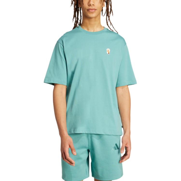 adidas SS25 СОБАКА НОСОК ПАТЧ ГРАФИЧЕСКАЯ ФУТБОЛКА Футболка Мужская Пудрово-зеленый JL9242