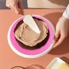 2 PCS 12 Inch Silicone Cake Mat, Pink Round Baking Mat with Measurements Reble Cake Turntable Mat Non-Stick Heat Resistant Pastry Mats for Rolling