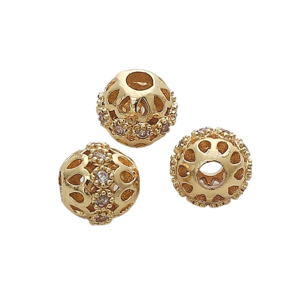Copper Micro Inlaid Zircon Drill Ball Beads For DIY Earring Bracelet Necklace Jewelry Making Craft Accessories