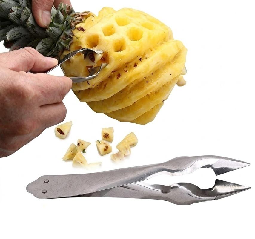 TreegoArt Multipurpose Stainless Steel Pineapple Peeler Remover Fruit Slicer Eye Cutter Practical Seed Remover Kitchen Tools - 6 Inches Length