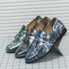 Large Size Men's Fringed Loafers 48 Snake Pattern Leather Casual Shoes One Pedal Leather Shoes Men's Foreign Trade Doudou Shoes Men