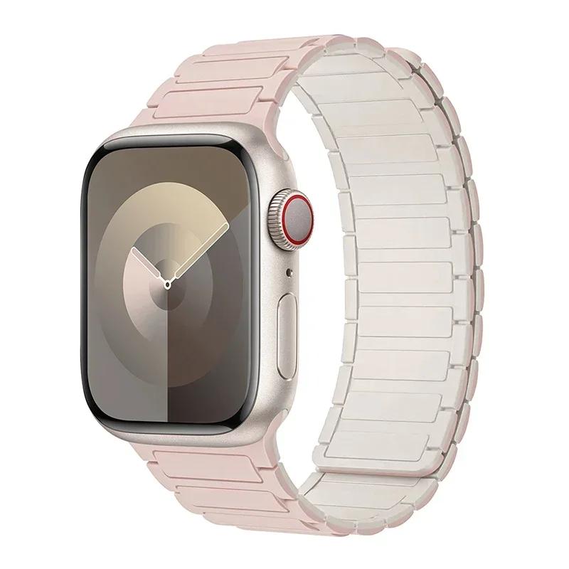 Магнитная петля для ремешков Apple Watch 44 мм, 40 мм, 49 мм, 45 мм, 41 мм, 38 мм, силиконовый браслет iWatch Series 9, 8, 7, 6, 5, 4, 3 Se ultra 2, ремешок