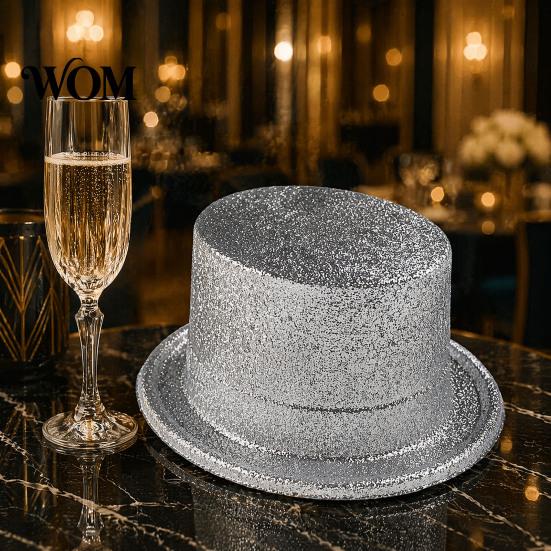 Versatile Top Hat for Birthday Celebrations Shiny Hats, Glitter Adult Kids, Colorful Magician Hat, Victorian Dress Up Christmas Sparkly Hats
