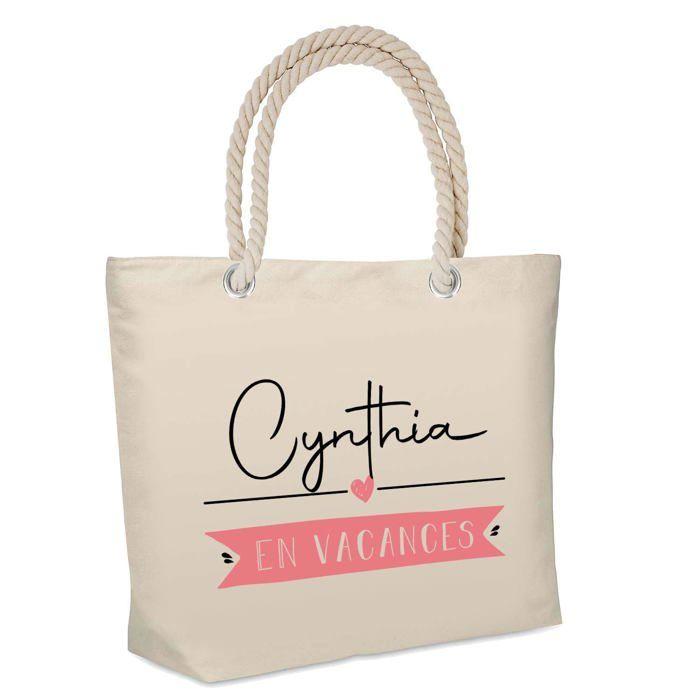 Sac de plage - PLANETEE - Cynthia en Vacances - Coton - Imprimé en France - Grande contenance