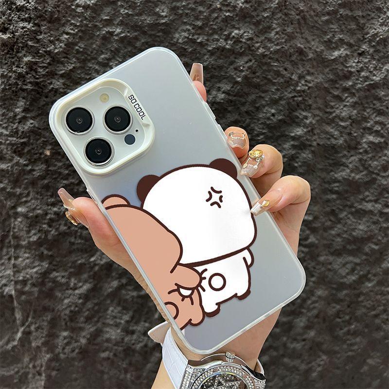Butt-grabbing cloth couple's iPhone 16/15 silver phone case, compatible with 14/13/12/11pro/x