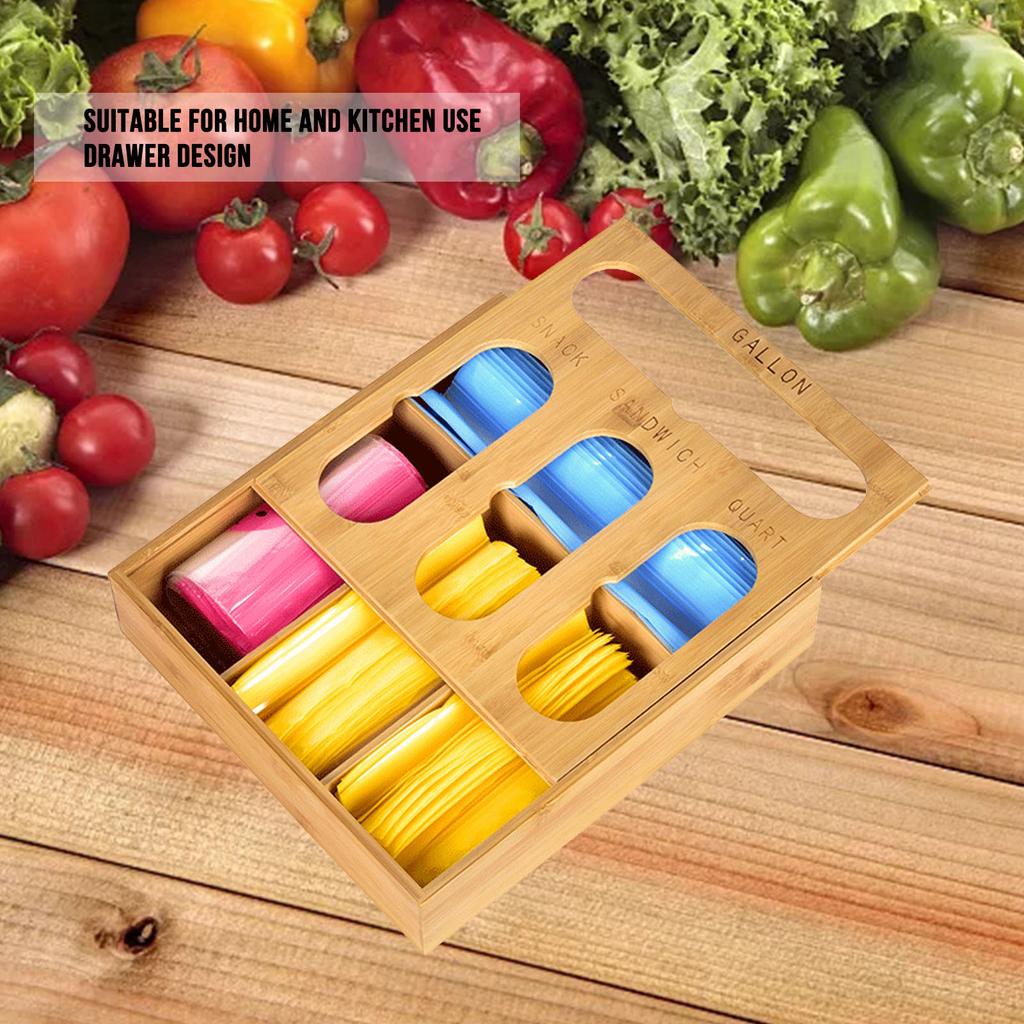 Контейнер-пакет для хранения продуктов Бамбук Полированный Дизайн с выдвижным ящиком Коробка для хранения пакетов с едой для кухни Дома