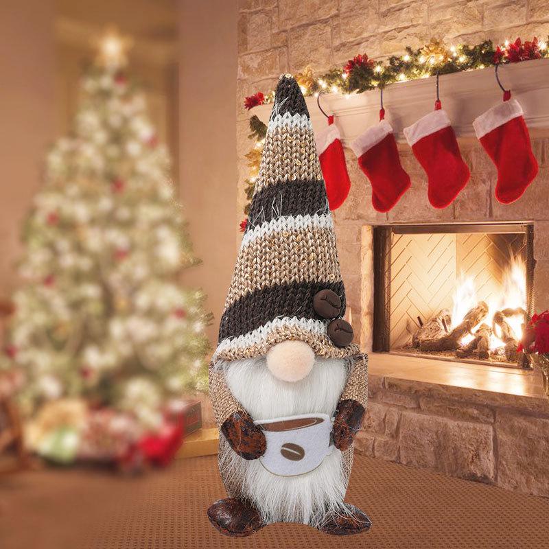 High-end Knitted Christmas Gnome Plush Ornament with Pointed Hat