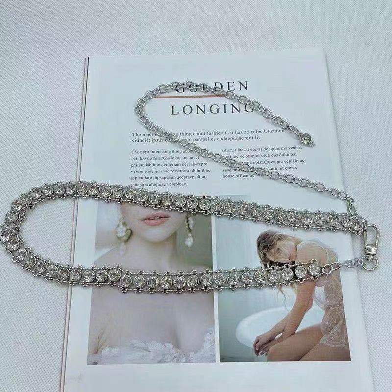 Корейская версия металлической цепочки со стразами, поясная цепочка для женщин, модная универсальная для пальто, свитера, юбки в клетку, ремень, поясная цепочка