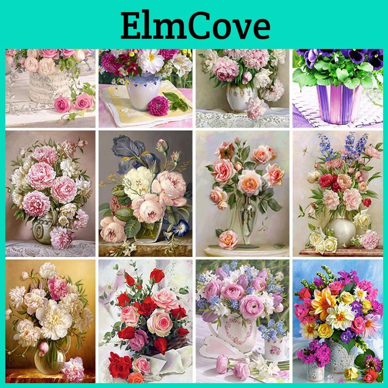Diamond Flower 5d Painting Diy Full Round Drill Cross Stitch Diamond Mosaic Rose Rhinestone Diamond Embroidery Home Decor