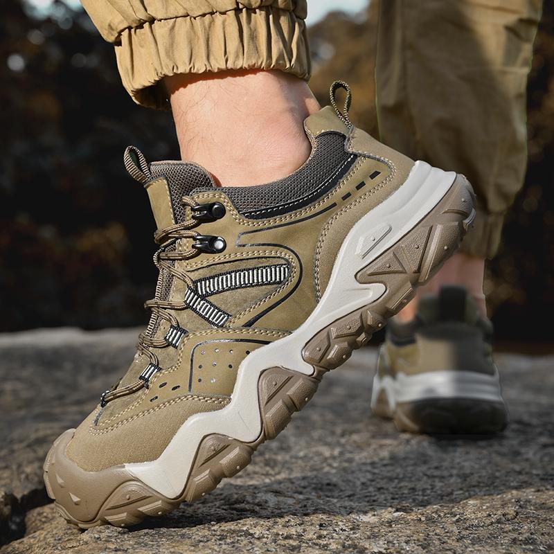 Модные Классические Уличные Нескользящие Кроссовки Мужские Повседневные Кожаные Ботинки на Толстой Подошве Мягкая Кожа На шнуровке Легкие Альпинистские Ботинки